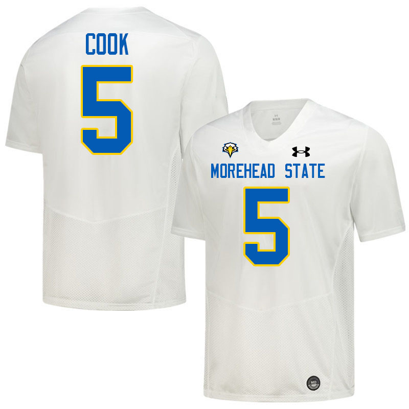 Morehead State Eagles #5 Dylan Cook College Football Jerseys,Uniforms-White